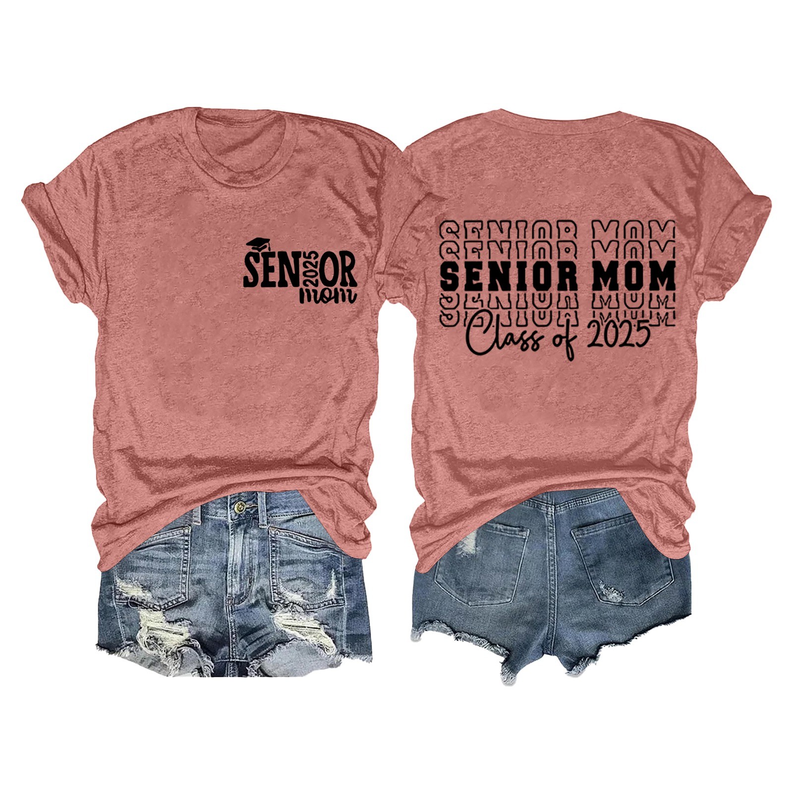 thumbnail image 1 of Camiseta de graduación para madres mayores - Promoción de 2025, poliéster-algodón, tallas S-XXL, manga corta, estampado divertido, 1 of 4